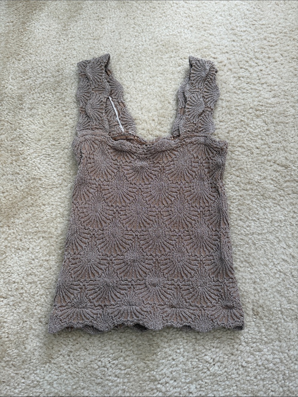 Free People Brown Flower Textured Tank
